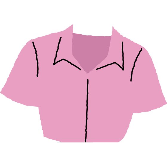 a pale pink blouse