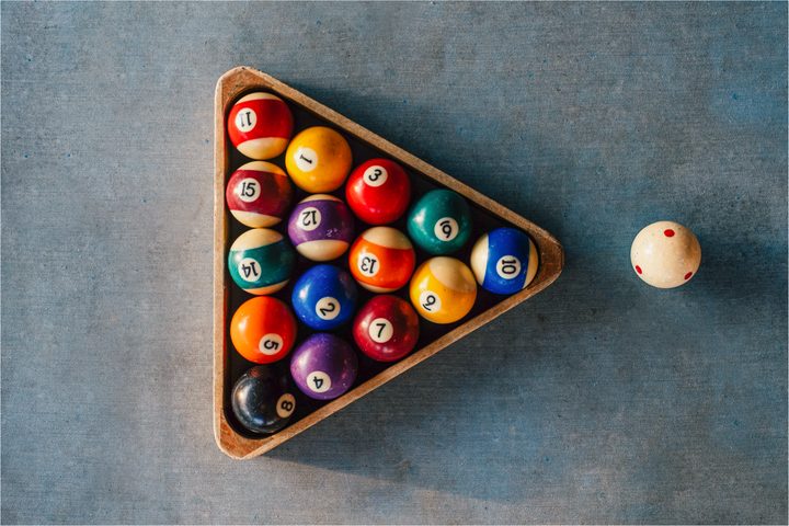 pool balls in their triangle