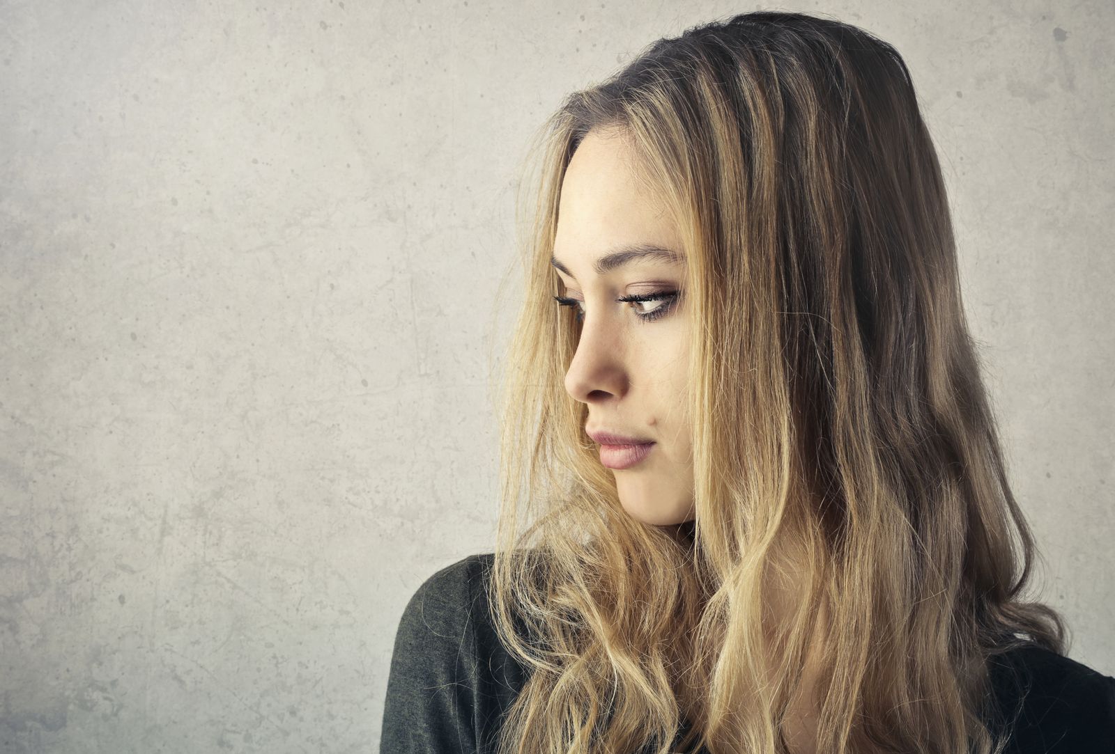 A woman pausing in thought